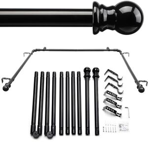 Black Adjustable Curtain Rod Set